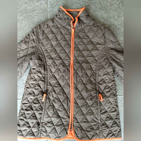 John Partridge chocolate Brown and Orange quilted full zip up comfy coat Jacket - Picture 3 of 16